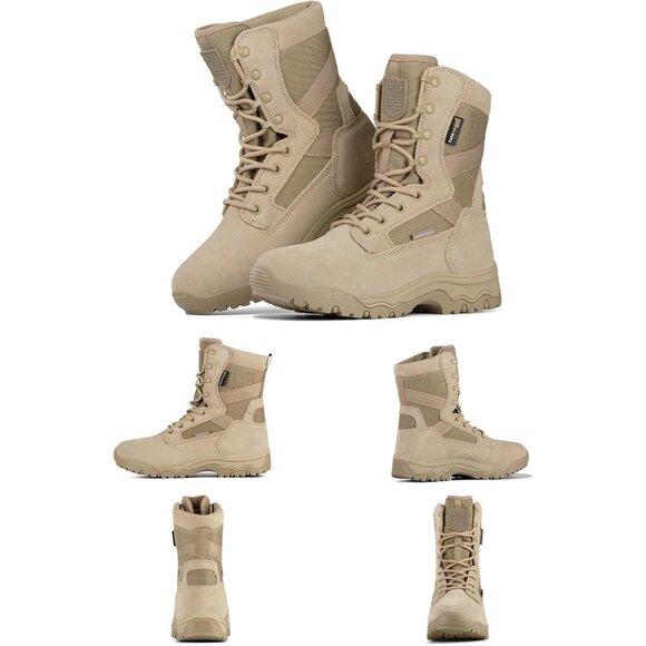 ⚡ Men's Dark Tan Combat Suede Leather Lightweight Military Work Desert Boot - Picture 7 of 8